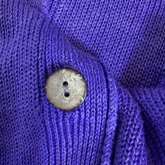 J Jill Longline Short Sleeve V-Neck Cardigan Sz M Purple Linen Rayon Bamboo 276H - Picture 6 of 9